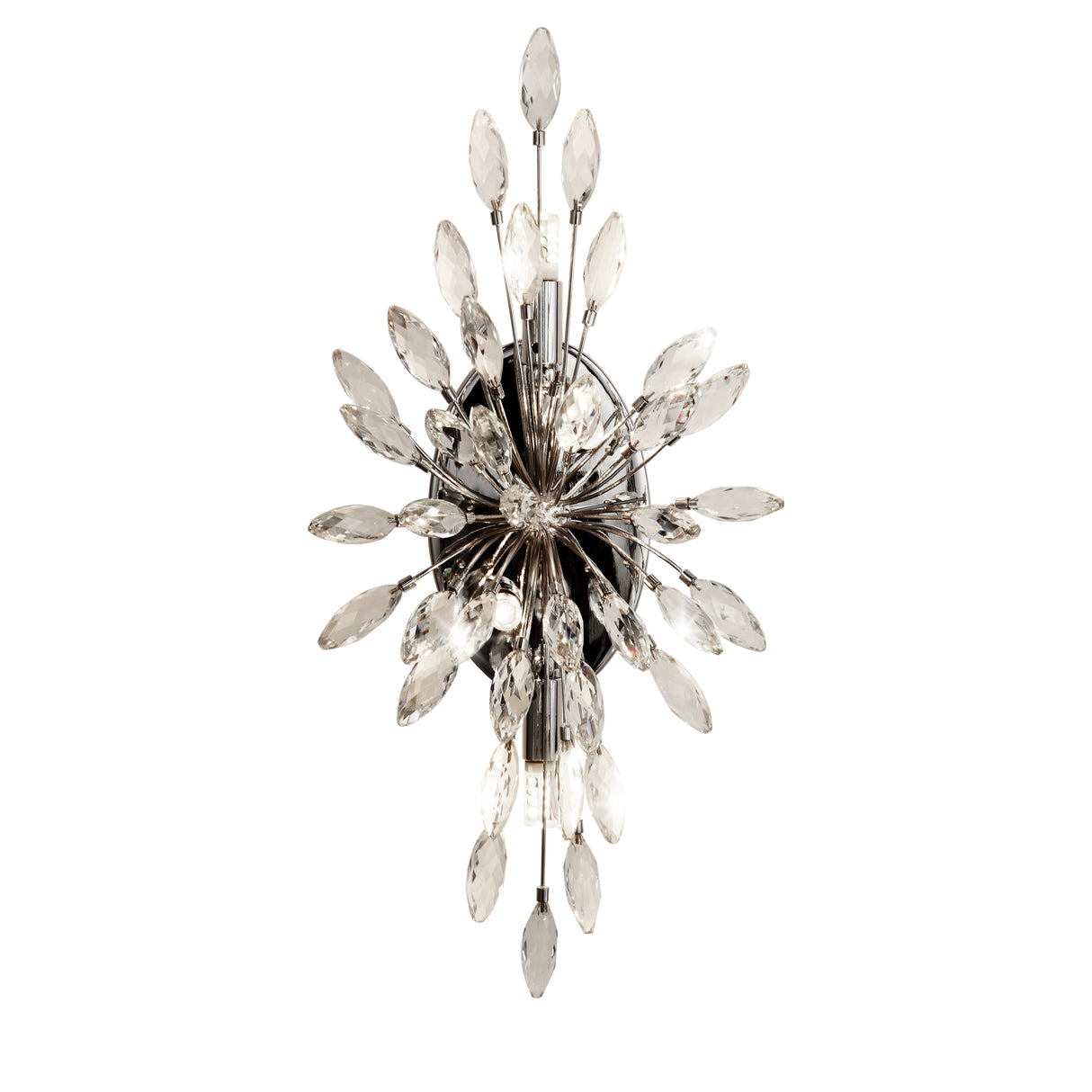 Peacock  4Lt Wall Light - Chrome Metal & Crystal