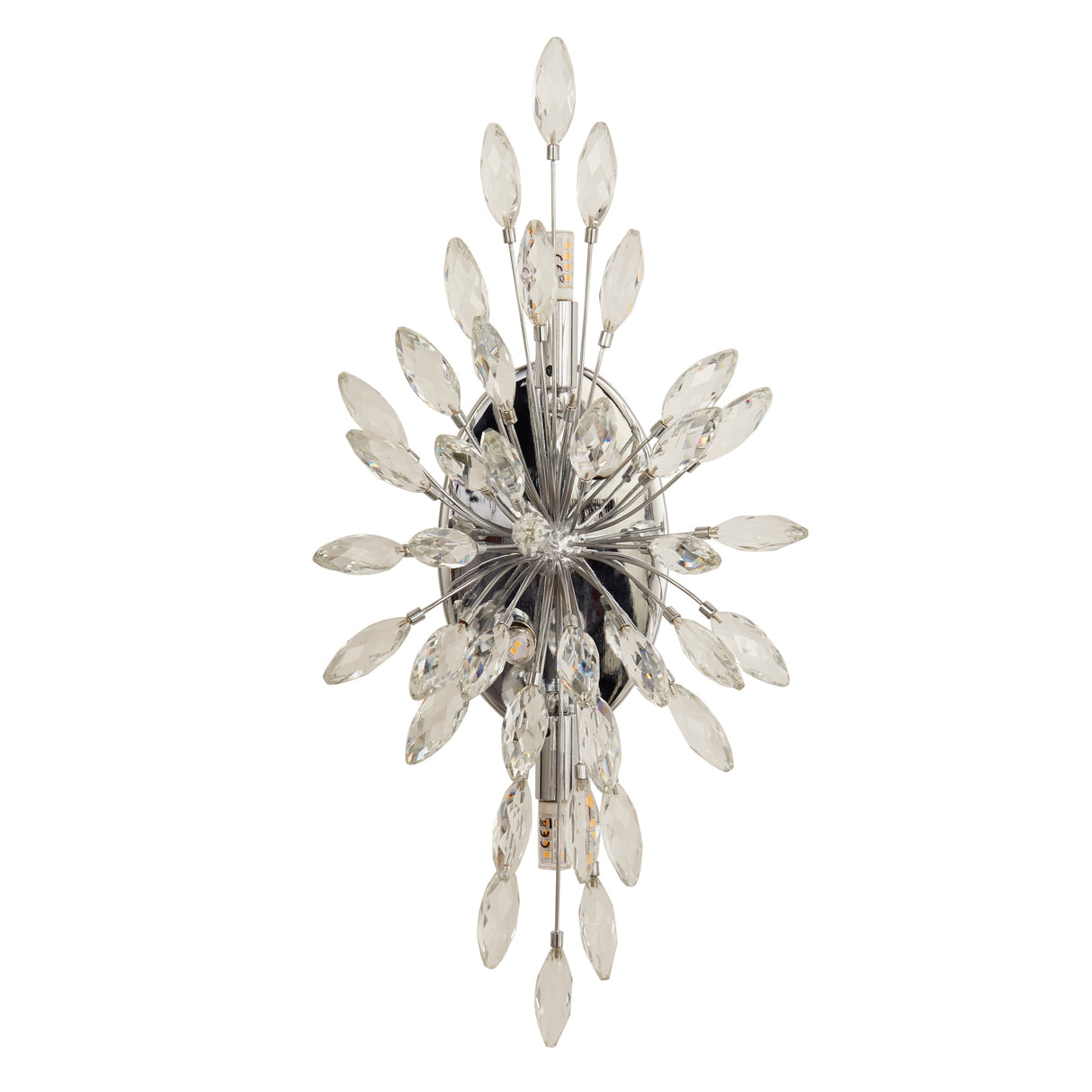 Searchlight Electric Peacock  4Lt Wall Light - Chrome Metal & Crystal 86012-4CC