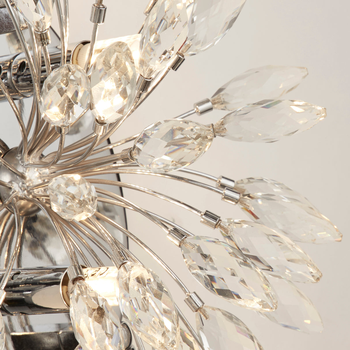Searchlight Electric Peacock  4Lt Wall Light - Chrome Metal & Crystal 86012-4CC