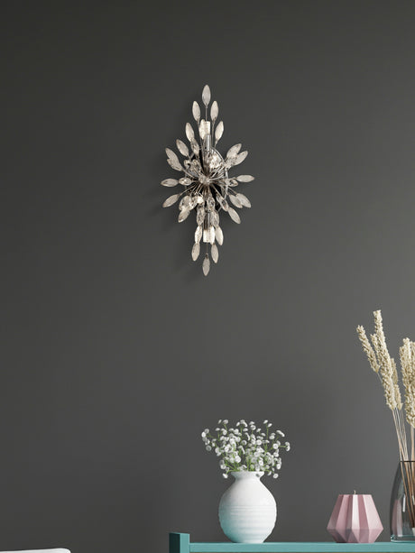 Searchlight Electric Peacock  4Lt Wall Light - Chrome Metal & Crystal 86012-4CC
