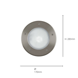 Eglo EU Riga 3 Stainless Steel Integrated LED Outdoor Recessed Ground Light, (D) 17cm
