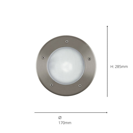 Eglo EU Riga 3 Stainless Steel Integrated LED Outdoor Recessed Ground Light, (D) 17cm
