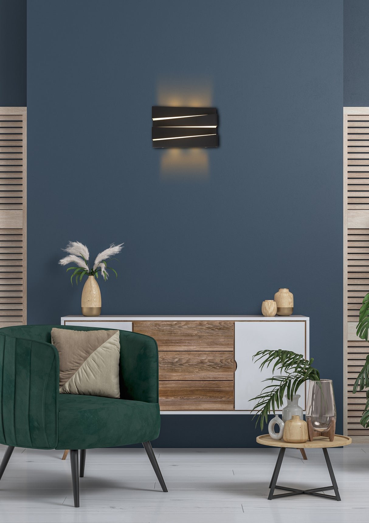 Searchlight Electric Section LED Wall Light, Sand Black Metal 86410BK