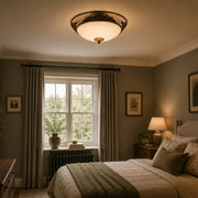 Eglo EU MESTRE Wall or Ceiling Light – Antique Brown & Gold Finish, Beige Glass, E27, Indoor Lighting
