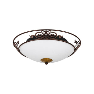 Eglo EU MESTRE Wall or Ceiling Light – Antique Brown & Gold Finish, Beige Glass, E27, Indoor Lighting
