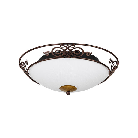 Eglo EU MESTRE Wall or Ceiling Light – Antique Brown & Gold Finish, Beige Glass, E27, Indoor Lighting