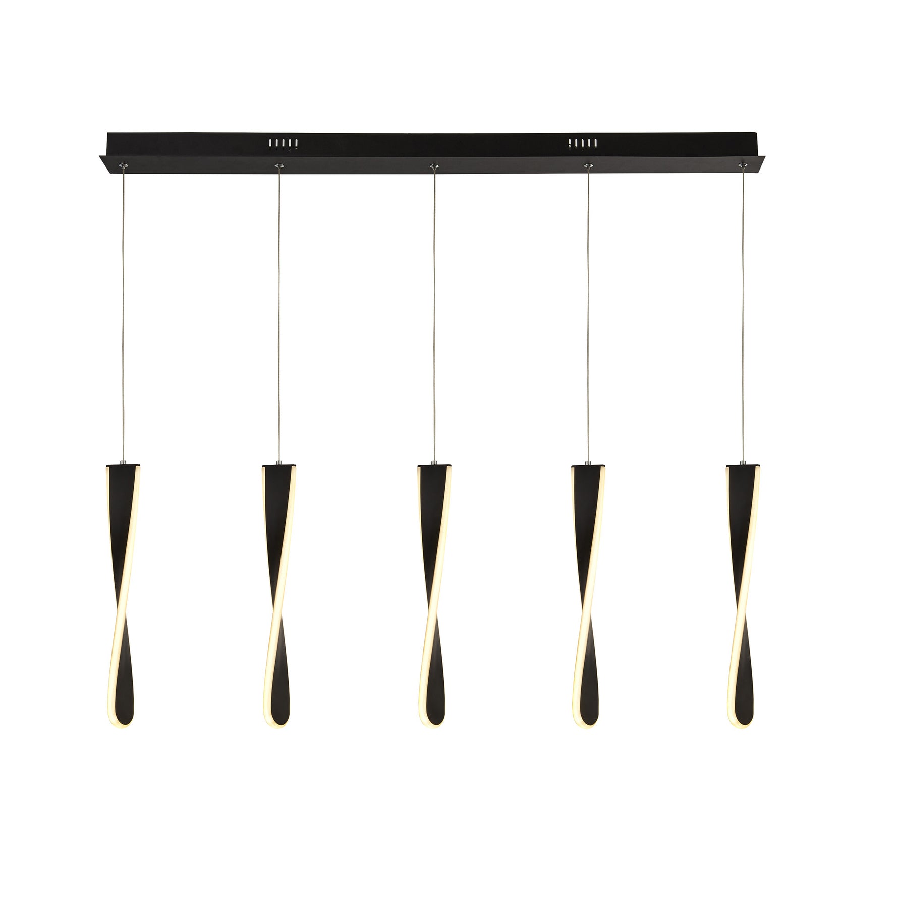 Paddle 5Lt Bar Pendant - Black Metal & Opal Silicon