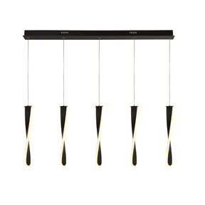 Paddle 5Lt Bar Pendant - Black Metal & Opal Silicon