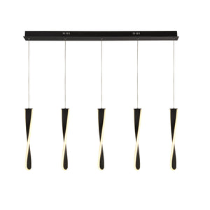 Paddle 5Lt Bar Pendant - Black Metal & Opal Silicon
