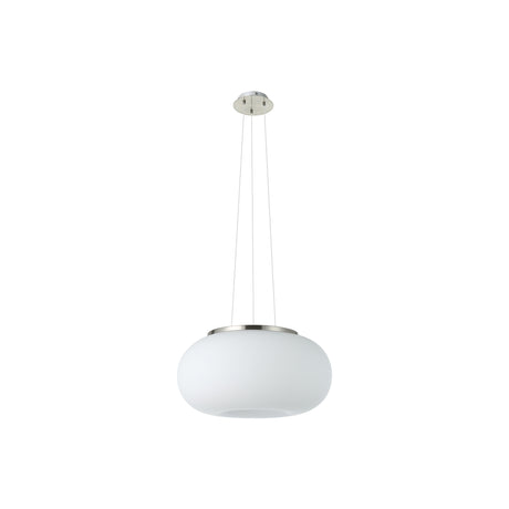 Eglo EU OPTICA Pendant Ceiling Light – Satin Nickel & Opal Glass, E27, Height Adjustable, Indoor Lighting