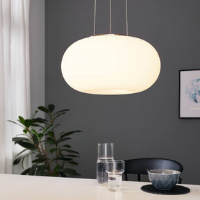 Eglo EU OPTICA Pendant Light – Satin Nickel Finish with Opal Glass Shade, E27 Fitting, 375mm Indoor Pendant