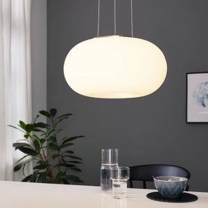 Eglo EU OPTICA Pendant Light – Satin Nickel Finish with Opal Glass Shade, E27 Fitting, 375mm Indoor Pendant