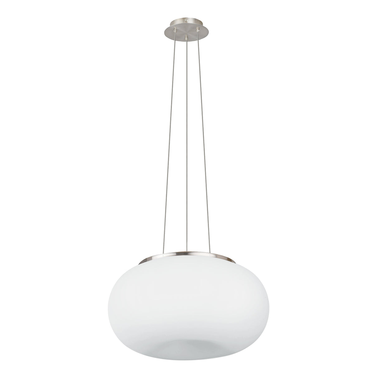 Eglo EU OPTICA Pendant Light – Satin Nickel Finish with Opal Glass Shade, E27 Fitting, 375mm Indoor Pendant