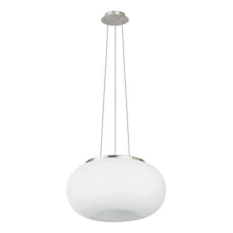 Eglo EU OPTICA Pendant Light – Satin Nickel Finish with Opal Glass Shade, E27 Fitting, 375mm Indoor Pendant