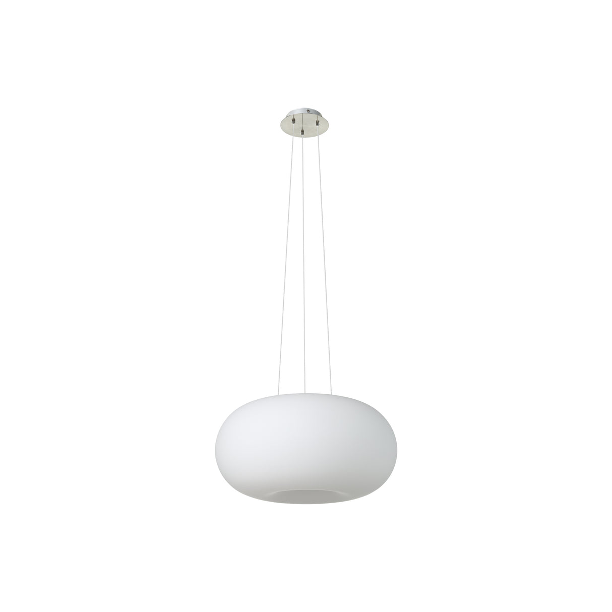 Eglo EU OPTICA Pendant Light – 445mm Satin Nickel with Opal Glass Shade, E27 Fitting