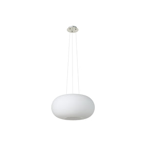 Eglo EU OPTICA Pendant Light – 445mm Satin Nickel with Opal Glass Shade, E27 Fitting
