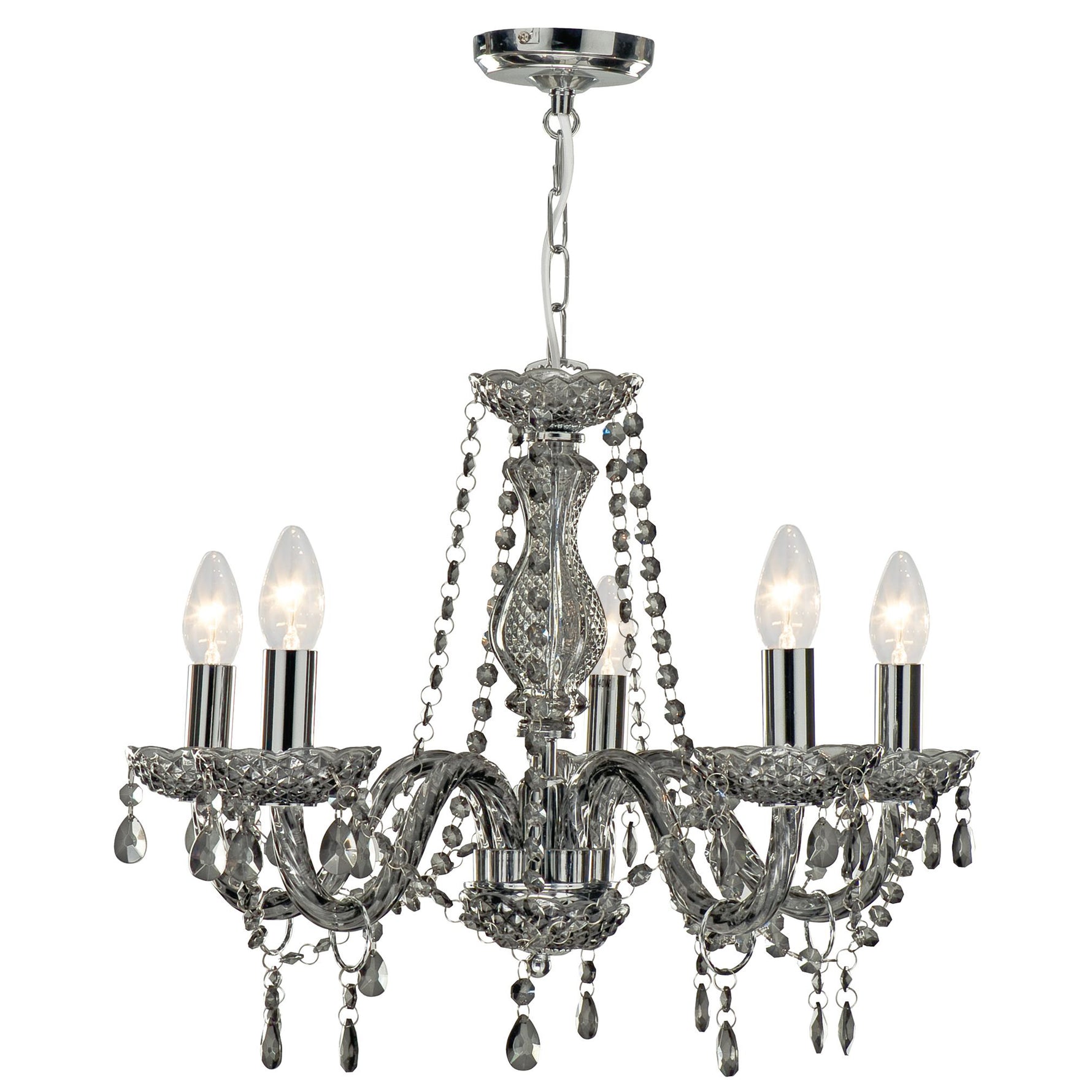 Marie Therese 5Lt Pendant - Smoked Grey Glass