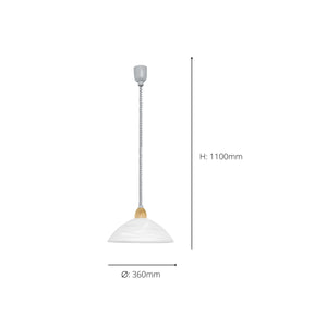 Eglo EU Lord 2 Plastic & Glass Silver Height-Adjustable Single Pendant