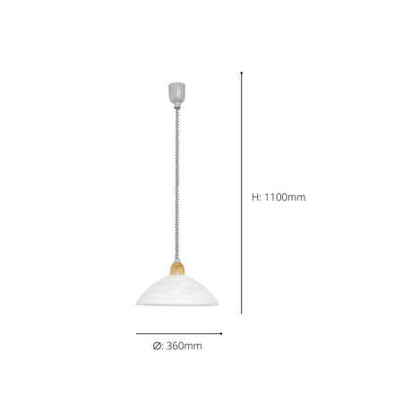 Eglo EU Lord 2 Plastic & Glass Silver Height-Adjustable Single Pendant
