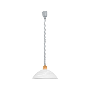 Eglo EU Lord 2 Plastic & Glass Silver Height-Adjustable Single Pendant