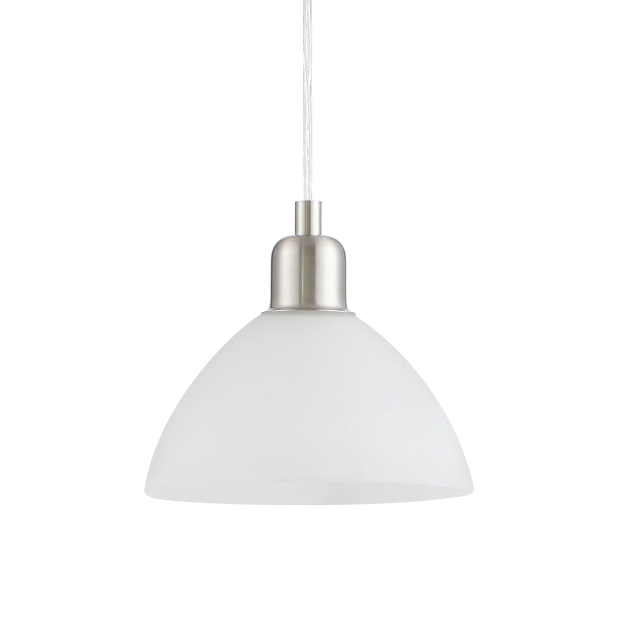 Eglo EU BRENDA Pendant Light – Satin Nickel Steel, White Alabaster Glass, E27, Classic Indoor Pendant Lighting