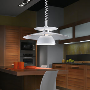 Eglo EU Brenda Pendant Ceiling Light – White & Chrome Finish, Height Adjustable, E27, Indoor Lighting