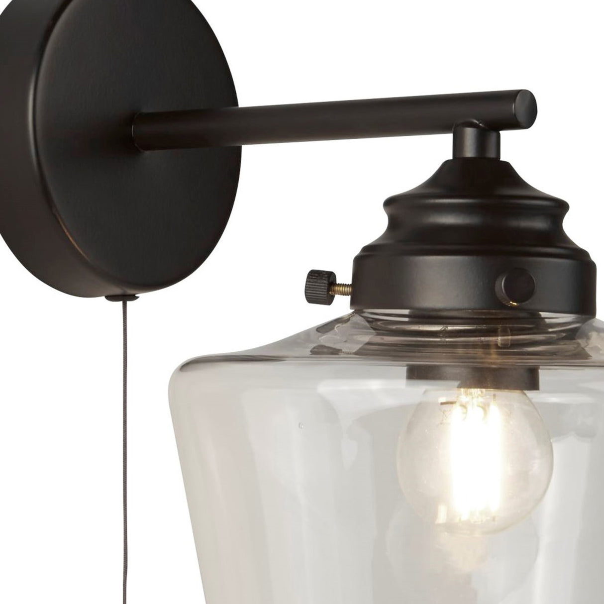 Searchlight Electric School House Wall Light  - Black Metal & Clear Glass 8708-1BK