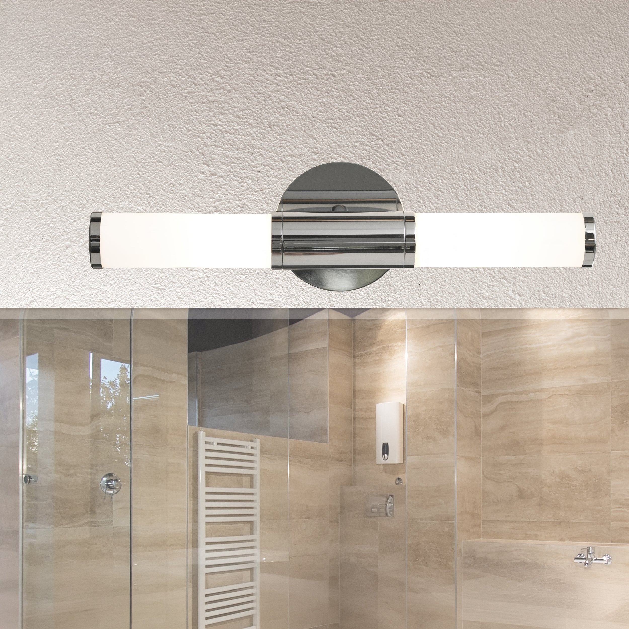 Eglo EU PALMERA Bathroom Wall Light – Chrome Steel, Opal Glass, E14, IP44 Bathroom Lighting