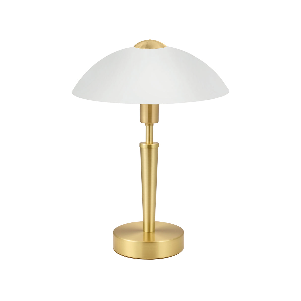 Eglo EU SOLO?1 Table Lamp – Matte Brass Steel with White Satin Glass, Touch Dimmer, E14, Indoor Lighting