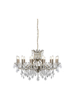 Paris 12Lt Chandelier - Antique Brass Metal & Clear Crystal