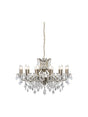 Paris 12Lt Chandelier - Antique Brass Metal & Clear Crystal