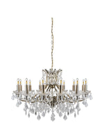 Searchlight Electric Paris 12Lt Chandelier - Antique Brass Metal & Clear Crystal 87312-12AB