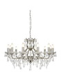Paris 12Lt Chandelier -  Satin Silver & Clear Crystal Drops