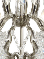 Searchlight Electric Paris 12Lt Chandelier -  Satin Silver & Clear Crystal Drops 87312-12SS