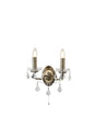 Paris 2Lt Wall Light - Antique Brass Metal & Clear Crystal