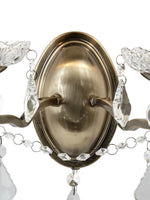 Searchlight Electric Paris 2Lt Wall Light - Antique Brass Metal & Clear Crystal 8732-2AB