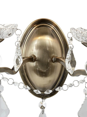 Searchlight Electric Paris 2Lt Wall Light - Antique Brass Metal & Clear Crystal 8732-2AB