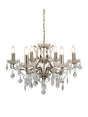 Paris  6Lt Chandelier - Antique Brass Metal & Clear Crystal
