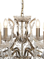 Searchlight Electric Paris  6Lt Chandelier - Antique Brass Metal & Clear Crystal 8736-6AB