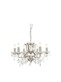 Paris  6Lt Chandelier - Satin Silver Metal & Clear Crystal