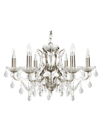 Searchlight Electric Paris  6Lt Chandelier - Satin Silver Metal & Clear Crystal 8736-6SS