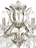 Searchlight Electric Paris  6Lt Chandelier - Satin Silver Metal & Clear Crystal 8736-6SS