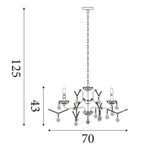 Searchlight Electric Paris  6Lt Chandelier - Satin Silver Metal & Clear Crystal 8736-6SS