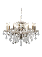 Paris  8Lt Chandelier - Antique Brass Metal & Clear Crystal