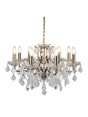 Paris  8Lt Chandelier - Antique Brass Metal & Clear Crystal