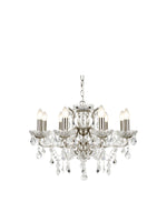 Paris  8Lt Chandelier - Satin Silver Metal & Clear Crystal