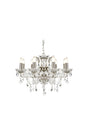 Paris  8Lt Chandelier - Satin Silver Metal & Clear Crystal