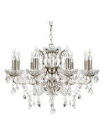 Searchlight Electric Paris  8Lt Chandelier - Satin Silver Metal & Clear Crystal 8738-8SS