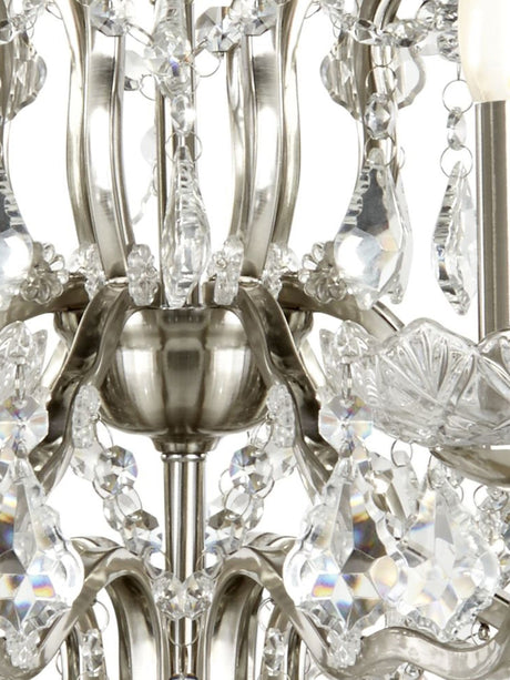 Searchlight Electric Paris  8Lt Chandelier - Satin Silver Metal & Clear Crystal 8738-8SS