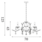 Searchlight Electric Paris  8Lt Chandelier - Satin Silver Metal & Clear Crystal 8738-8SS